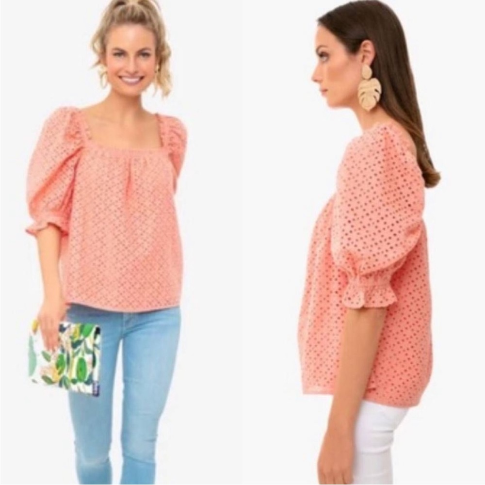 Tuckernuck Pomander Place Iris Coral Eyelet Top Size S